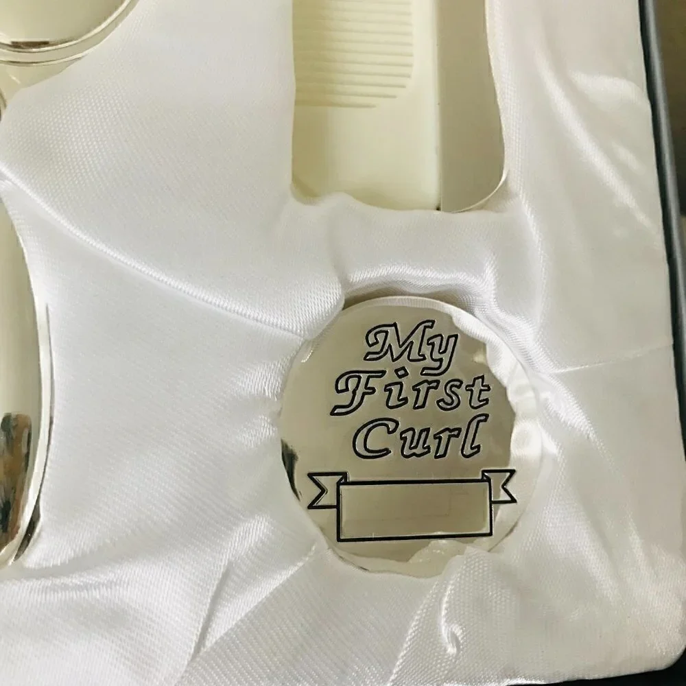 Stephan Baby Silver Keepsake Gift Set Girl My First Curl Brush and Comb